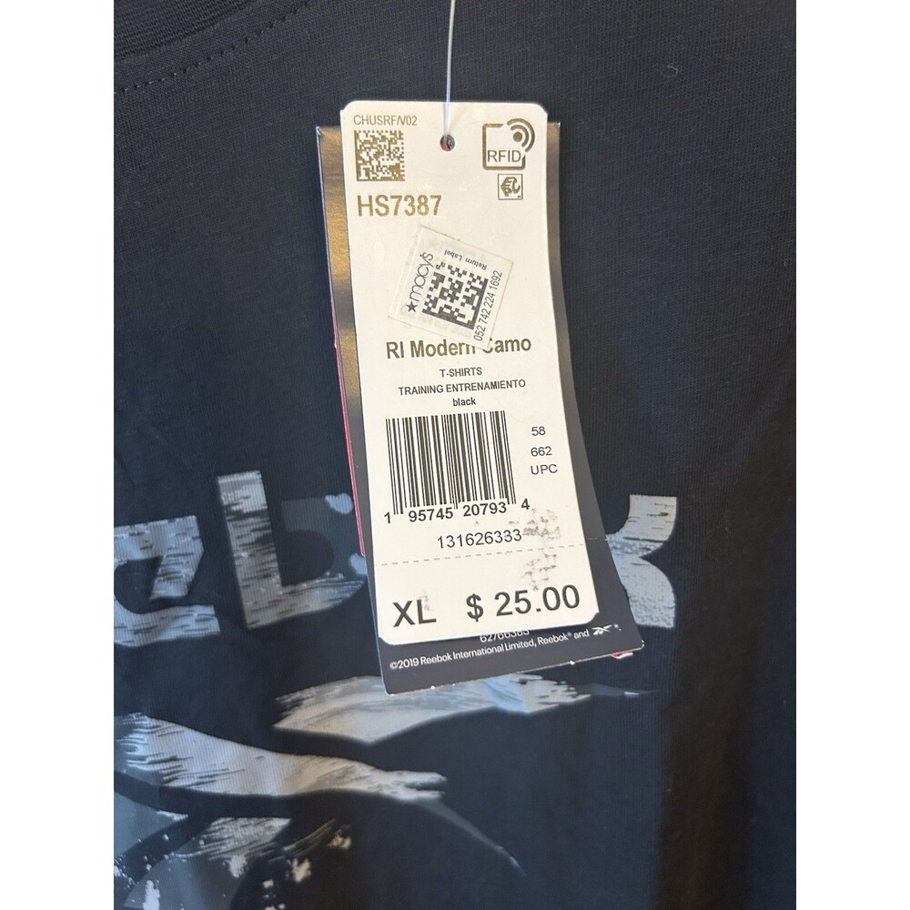 Reebok Black Men's XL Graphic T-Shirt NWT Gray & Black Logo - Picture 3 of 8